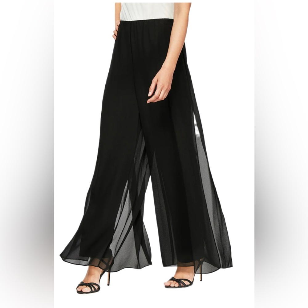 ALEX EVENINGS Straight Leg Pant with Georgette Split Leg Overlay XL Petite